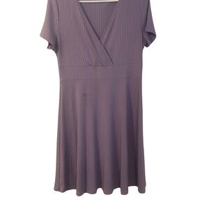Women's A Line rib-knit V neck soft lavender size Large